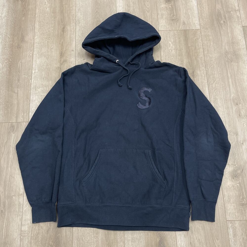 Supreme S Logo Navy Hoodie Sweater sz XL SF